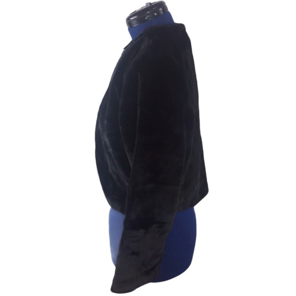 NWOT Jessica London 16W black faux fur cropped 1 button jacket - Picture 7 of 12